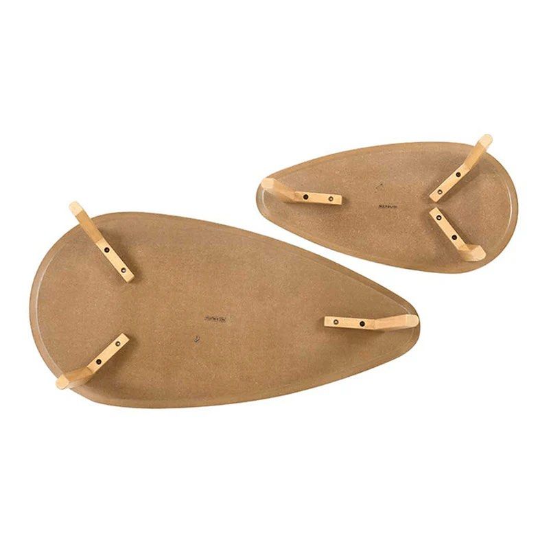 Wooden Nesting Coffee Tables - Teardrop Shape (Category: Tables & Sets) located in Antipolo. Submitted by t.ndahan (Listing ID 1452412761, Image 3). Description: Ferida Nesting Coffee Table by Mandaue Foam ➡️ Color: Natural ➡️ Measurements: Table 1 Width: 100 cm Depth: 50 cm Height: 40.5 cm Table 2 Width: 70 cm Depth: 35 cm Height: 35.5 cm ➡️ Materials: Table top: MDF with veneer Legs: Rubberwood ➡️ Weight Capacity: 15 kgs/set ➡️ Assembled ➡️ Car