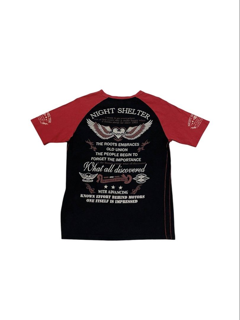 Y2K JAPANESE PUNK STYLE RAGLAN TEE (Category: Other Tops) located in Ipoh. Submitted by trevorthriftstore (Listing ID 1452494459, Image 1). Description: CONDITION–9/10 SIZE–M 20X27.5.