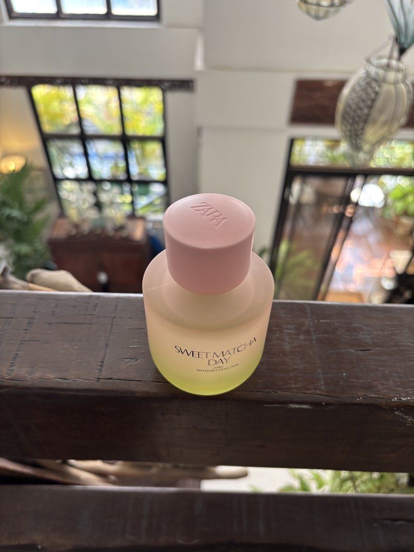 Zara Sweet Matcha Day (Category: Fragrance & Deodorants) located in Pasay City. Submitted by sammmyyyu (Listing ID 1452328566, Image 3). Description: - Still full bottle / only few sprays missing - see image for juice level - 90 ml bottle - with box - decluttering - will ignore low ballers - actual photos posted Tags: zara perfume matcha milky eau de toilette fragrance frag.