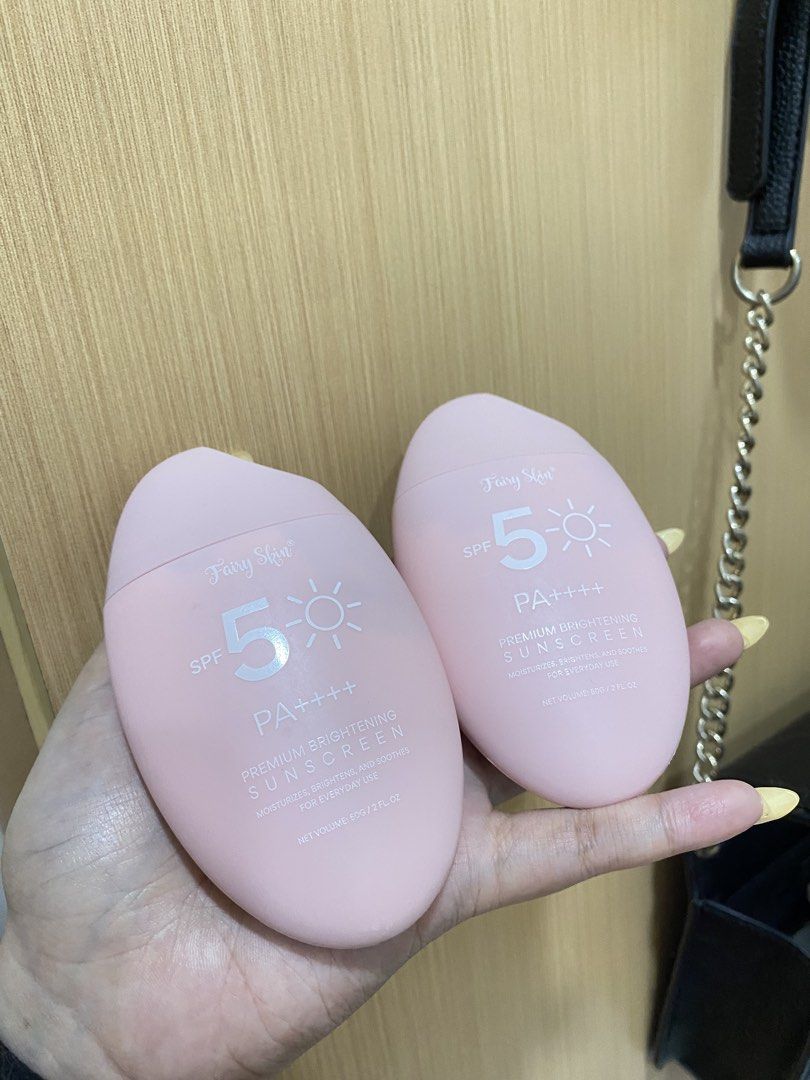 2 Fairy Skin Sunscreen BOTH FOR 199 ONLY! (Category: Face Care) located in Quezon City. Submitted by maxo____oene (Listing ID 1452635843, Image 1). Description: rfs: extra lang EXPIRATION: Sept 2026.