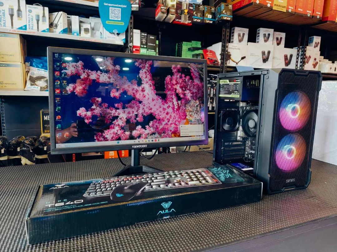 🚀 DESKTOP/PC Very High Settings Gaming PC Package ⚡ (Category: Desktops) located in Caloocan City. Submitted by swiftdeer.cf08f3 (Listing ID 1452528552, Image 1). Description: - Full desktop setup ready to go - Includes monitor, RGB tower, keyboard, and mouse combo - Perfect for gaming or work - All components visible in photos - Selling as a complete set.