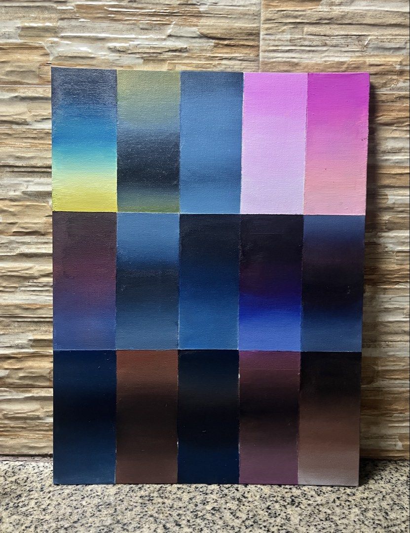 Abstract Color Block Gradient Painting (Category: Art & Prints) located in Makati City. Submitted by _matrica22_ (Listing ID 1452621282, Image 3). Description: Title: “Between Hues” Acrylic Painting on Canvas Panel (Frame not Included) Size : 20x30 cm .