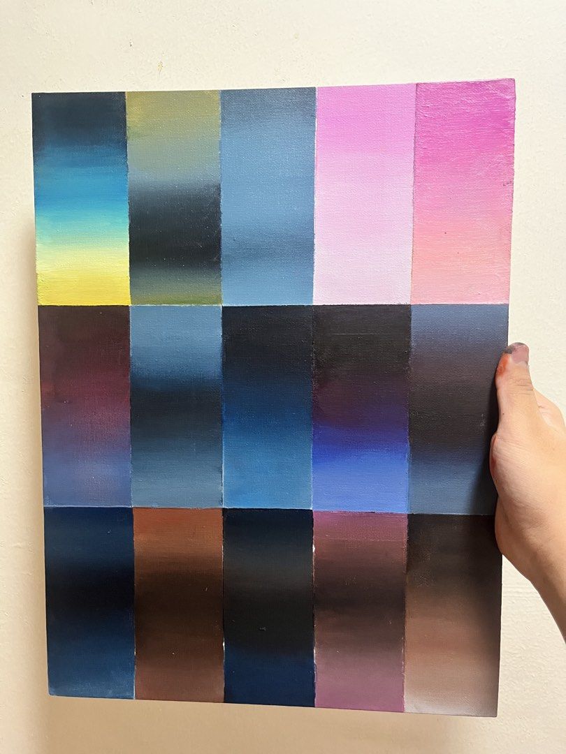 Abstract Color Block Gradient Painting (Category: Art & Prints) located in Makati City. Submitted by _matrica22_ (Listing ID 1452621282, Image 2). Description: Title: “Between Hues” Acrylic Painting on Canvas Panel (Frame not Included) Size : 20x30 cm .