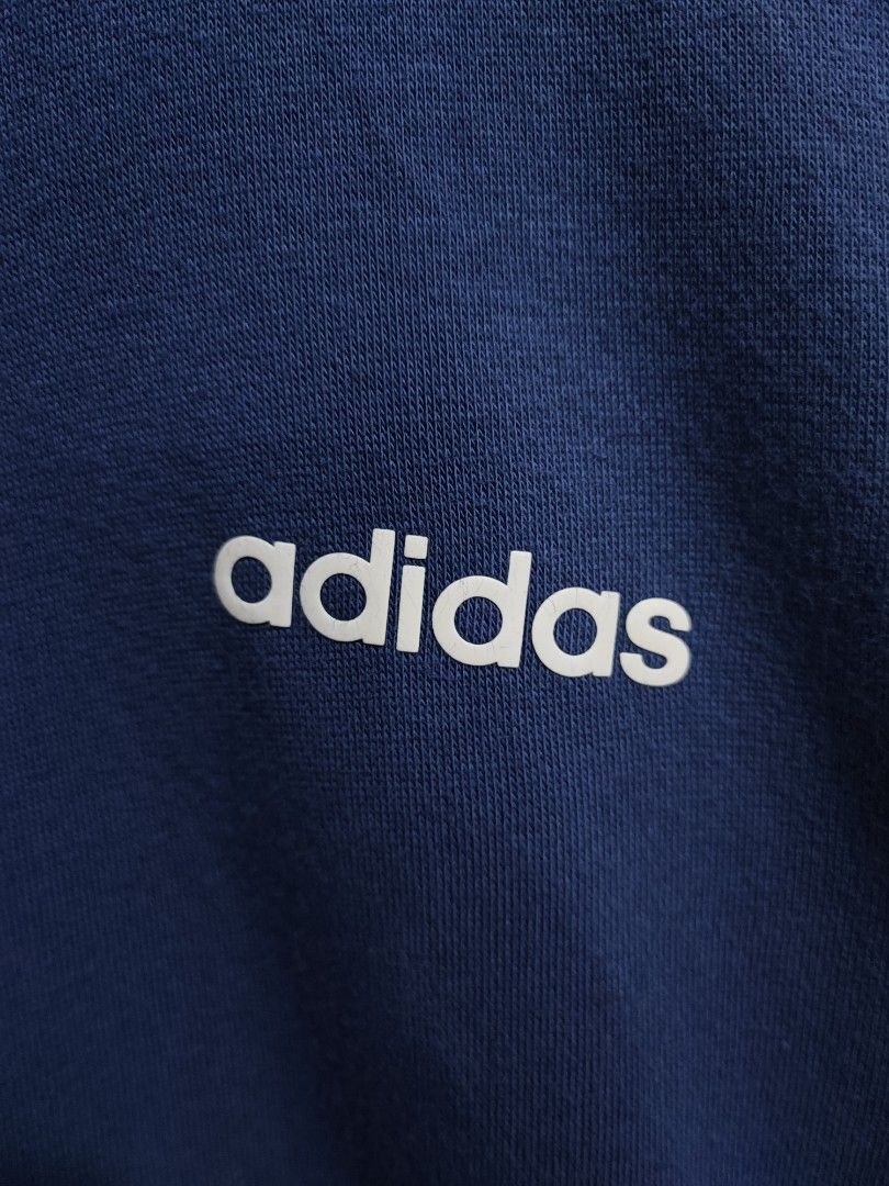 ADIDAS 3 STRIPES TRACK JACKET (Category: Coats, Jackets and Outerwear) located in Iloilo. Submitted by gooddimes (Listing ID 1452673719, Image 2). Description: Adidas 3 Stripes Track Jacket Authentic Zipper Jacket 2 front pockets Blue Color Cotton Material Size on tag: Large Dimes: 21.5Wx28L Issue/s: Small color fade on inner part, check pics Color rate: 9.8/10 Excellent condition ₱800 Reminders: - All items are thrifted, please manage your expec