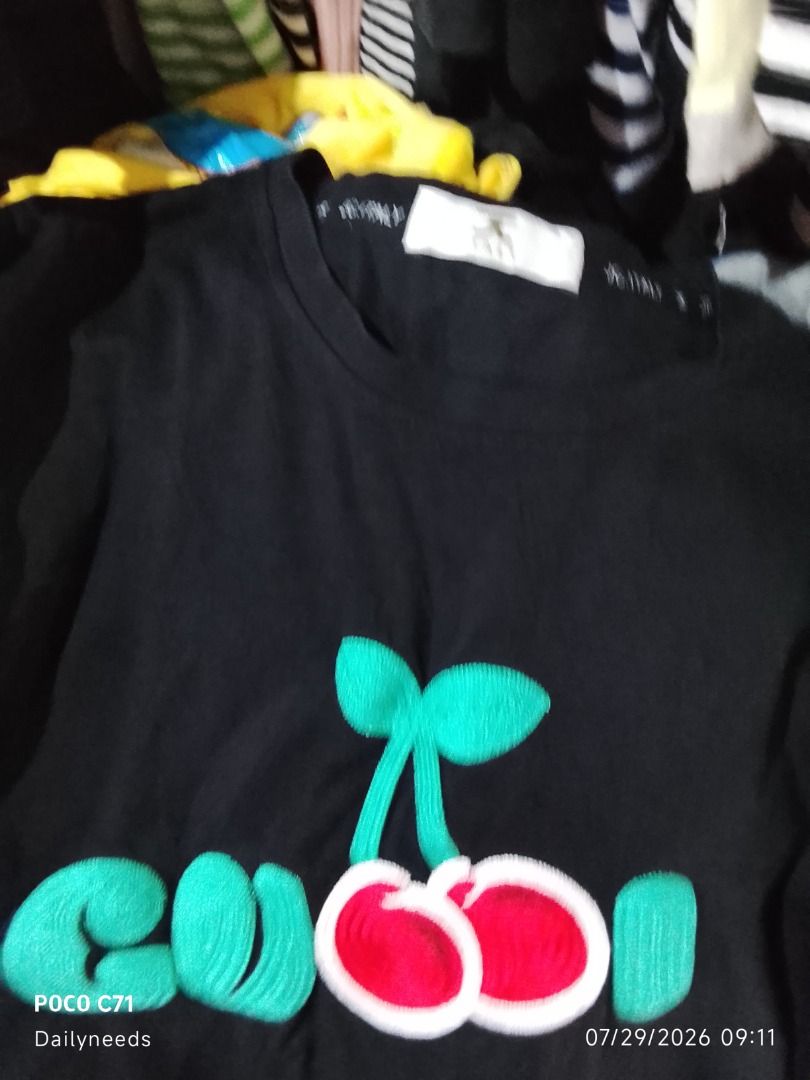 Authentic JIL SANDER Italy Chenille Cherry Graphic Tee - Size Large-XL (Category: Shirts) located in Caloocan City. Submitted by dailyneeds.clothing (Listing ID 1452519270, Image 2). Description: Selling an authentic, premium cotton graphic t-shirt from luxury fashion house Jil Sander. Made in Italy, this piece features a highly textured, vibrant chenille/bouclé yarn cherry applique across the chest, combining minimalist luxury with a playful pop