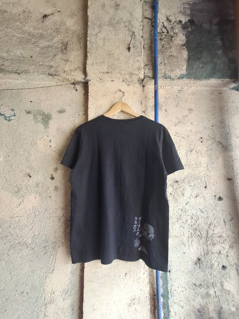 Black Anime Graphic T-Shirt (Category: Activewear) located in Quezon City. Submitted by Thriftallthetime (Listing ID 1452583628, Image 3). Description: - Black t-shirt with unique anime graphics. - Front design: Close-up anime eyes with text. - Back design: Chibi anime character with text. - Ideal for anime fans and collectors. - Made from comfortable, breathable fabric..