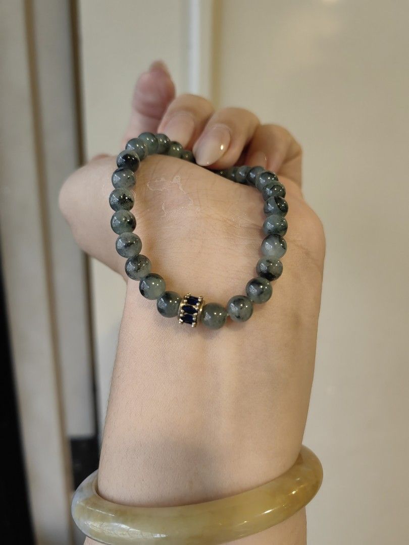 Burma jadeite with dark blue floating 7mm, 16.5cm (Category: Bracelets) located in Quezon City. Submitted by givesomespace (Listing ID 1452576319, Image 2). Description: ❤price is firm and final ❤icy quality, good translucency ❤comes with box, certificate and jewlery pouch.
