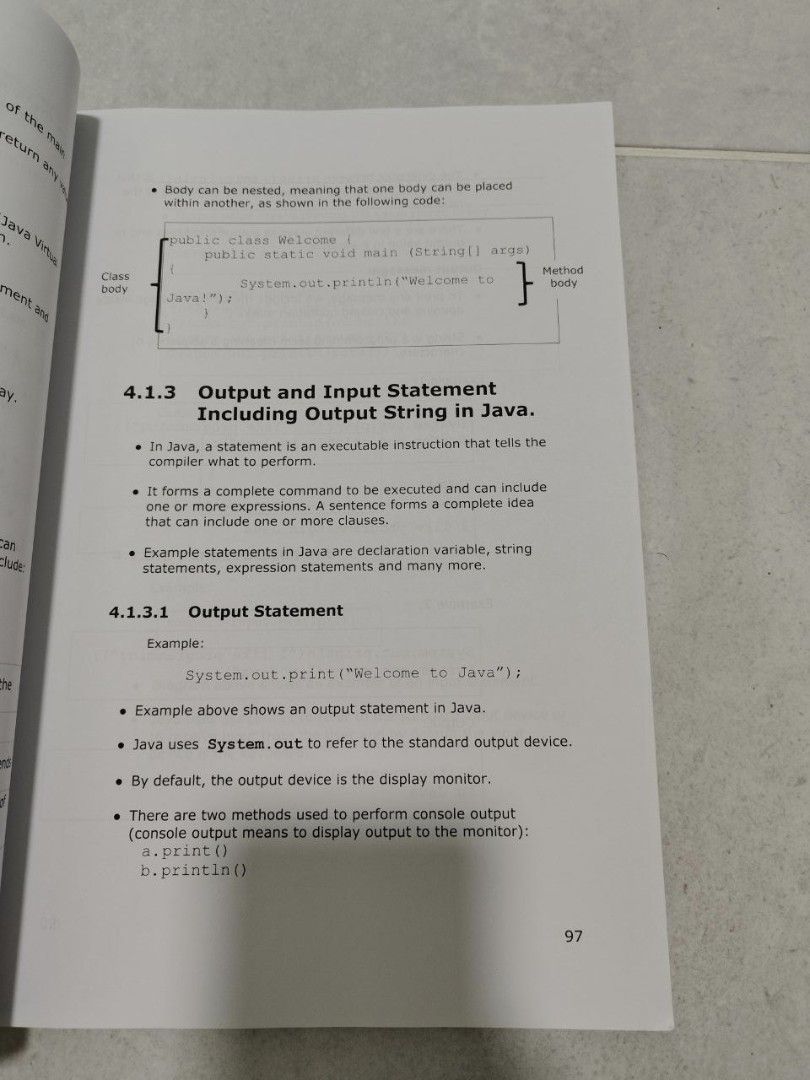 Computer Science 2: Basic Guide to Programming with Java Textbook (Category: Textbooks) located in Kangar. Submitted by rewearstudioo (Listing ID 1452532719, Image 3). Description: - Computer Science 2 Textbook (Session 2024/2025) - Covers basic guide to programming with Java - Includes topics on programming language, problem solving, and designing a solution - Ideal for students taking this module.