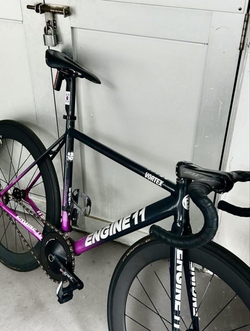 Engine 11 Vortex (Category: Bicycles) located in Singapore. Submitted by waynpayn (Listing ID 1452616692, Image 4). Description: wts fb only 1k fd auth zipp 120mm topcap included oem sipp 40cm bar wrapped 50t skeace btw izumi chain 60mm nova conti ultrasport 16t spd cleat pedals looking to trade with pc tops my end offer upp.