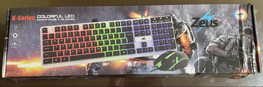 Gaming Mouse and Keyboard ZEUS (Category: Computer Parts) located in Cavite. Submitted by babyven10 (Listing ID 1452639866, Image 1). Description: -Colorful LED -Waterproof -Suspension -RFS: Need funds -Negotiable -Pdeng keyboard lng or mouse lng .