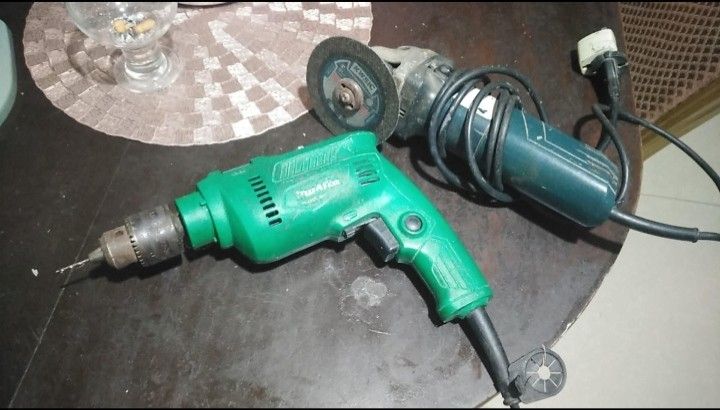 Green Drill and Angle Grinder Set (Category: Construction Tools & Equipment) located in Makati City. Submitted by jared.jared (Listing ID 1452607977, Image 1). Description: - Electric Green Drill with attached bit and cord - Electric Angle Grinder with cutting disc - Ideal for DIY home improvement projects - Ready for your next task! Makita Brand.
