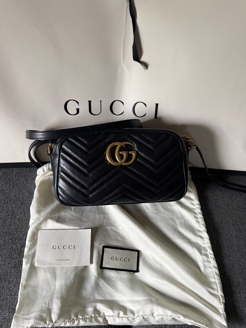 Gucci Marmont Camera Bag (Category: Luxury Bags & Wallets) located in Paranaque City. Submitted by hjzs_closet (Listing ID 1452509982, Image 1). Description: - Measurement: Width: 9.5 inches (24 cm) Height: 5.9 inches (15 cm) Depth: 3.1 inches ( 8 cm) Strap Drop: 23.6 inches (60 cm) - Bought this last December 2019 at Gucci Greenbelt 4 - Has minor scuffs on the corners which is not that noticeable - Great for casual or formal events - PM me for m