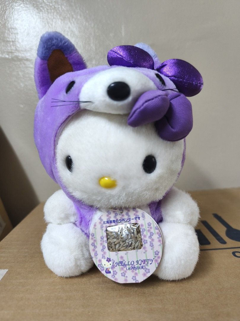 Hello kitty lavender fox (Category: Plushies & Soft Toys) located in Iloilo. Submitted by geselalpan30231 (Listing ID 1452515359, Image 1). Description: This is a Sanrio Hello Kitty Lavender Fox plush doll, a "Gotochi" regional item limited to Hokkaido, Japan. These plush dolls are often dated from the early 2000s, with various listings citing 1999, 2001, or 2004 production years..