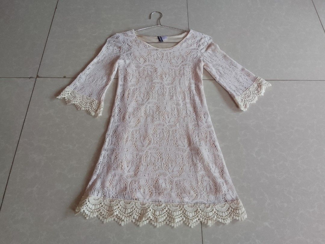 H&M Eyelet Dress (Category: Dresses) located in Davao. Submitted by declutter-ecothings (Listing ID 1452639102, Image 2). Description: Prelove. Skin tone Eyelet dress by H&M. In good condition. Fits Small. No issue.