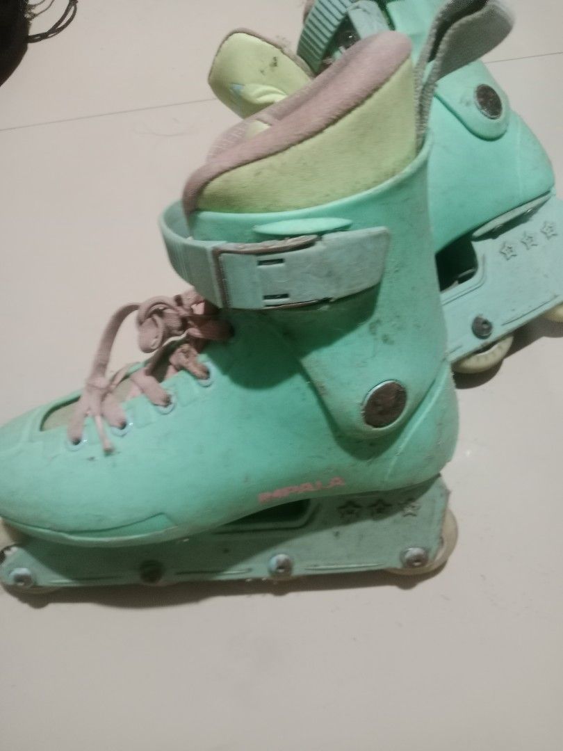 Impala Inline Skates Roller Blades Roller Skate (Category: Skates, Rollerblades & Scooters) located in Manila. Submitted by suzuukamo (Listing ID 1452635136, Image 1). Description: - Teal Impala inline skates - Secure lace and buckle closure - Wheels show some wear and dust but will clean before shipping - Ideal for cruising - Ready for a new owner -need wheel replacement, pudpod na ung wheels Size eu 36 Liner still stiff Open for trades to quad 