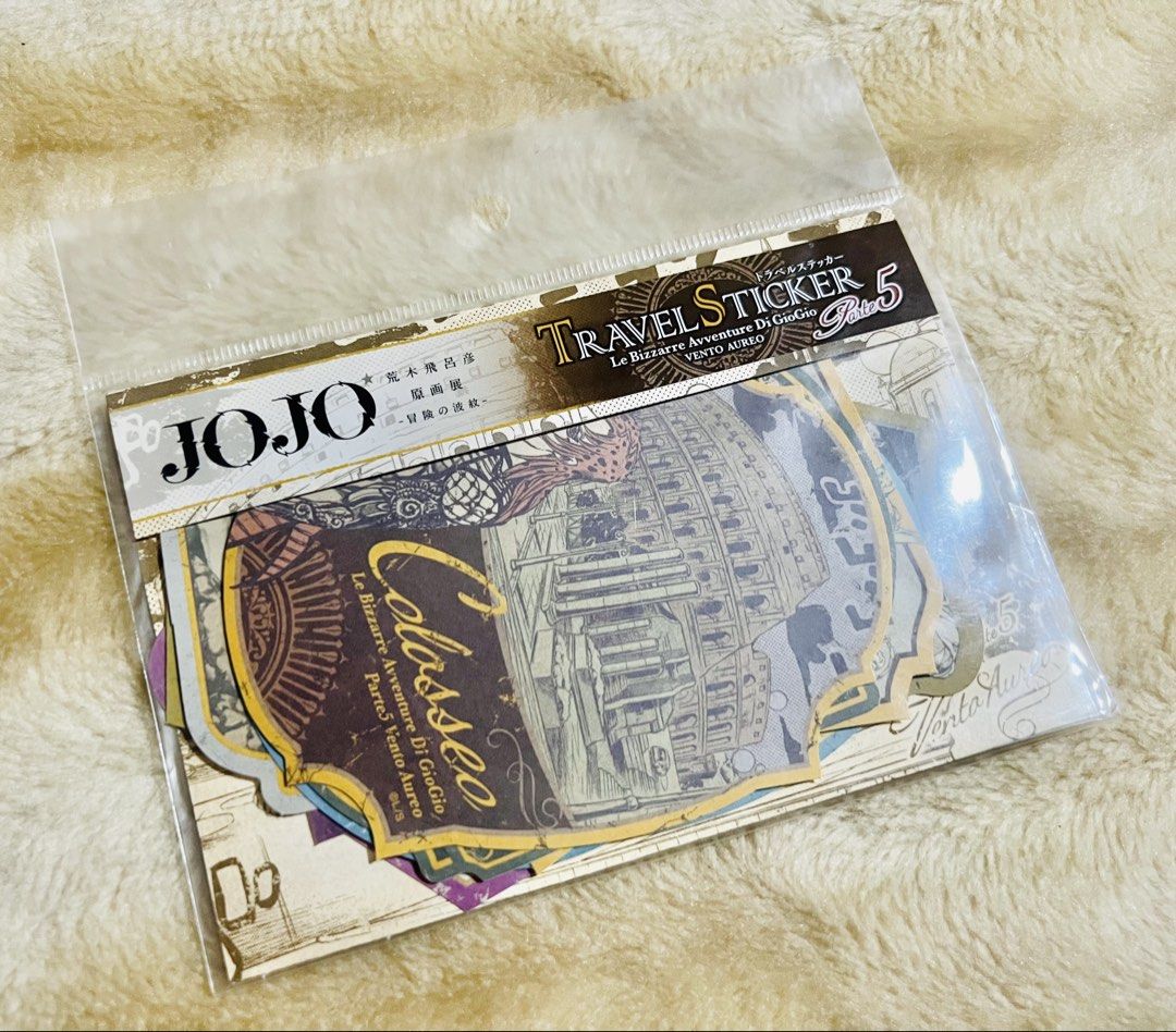 JoJo’s Bizarre Adventure Travel Sticker Set (Category: Art & Prints) located in Taguig. Submitted by lae.onlineshop (Listing ID 1452521920, Image 1). Description: ⚠️VERY PRICEY ITEM⚠️ JoJo’s Bizarre Adventure Travel Sticker Set *SOLD AS SET ONLY. Set of 9 vintage style stickers *Travel Sticker Set that was sold at “Hirohiko Araki Original Picture Exhibition JOJO Adventure Ripple”. *THE COLOR MAY SLIGHTLY DIFFER FROM ACTUAL DUE TO LIGHTING AND/OR 