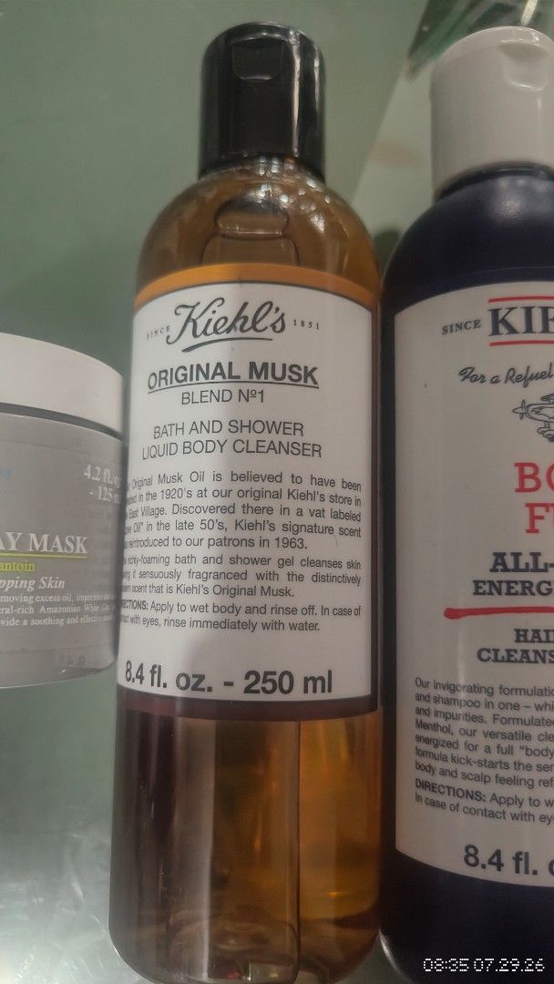 Kiehl's Skincare (Category: Face Care) located in Quezon City. Submitted by jacjacmac (Listing ID 1452599193, Image 3). Description: Kiehl's Skincare Sold per item - Rare Earth Deep Pore Daily Cleanser (150ml) Php1000 - Rare Earth Purifying Clay Mask Php1300 - Body Fuel All-In-One Energizing Wash (250ml) Php800 - Original Musk Bath and Shower Liquid Body Cleanser (250ml) Php800 - Ultra Facial Cleanser 75ml Php600 - Ideal for your daily routine..