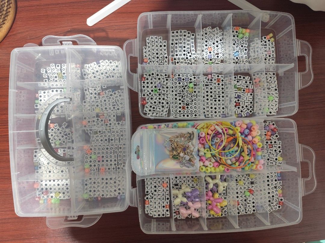 Letter Beads (Cube) TAKE ALL (Category: Craft Supplies & Tools) located in Davao. Submitted by pepero__flower (Listing ID 1452665816, Image 1). Description: TAKE ALL - Clear Organizer - Letter Beads ( A-Z ) - Beads - Charms - Loops.