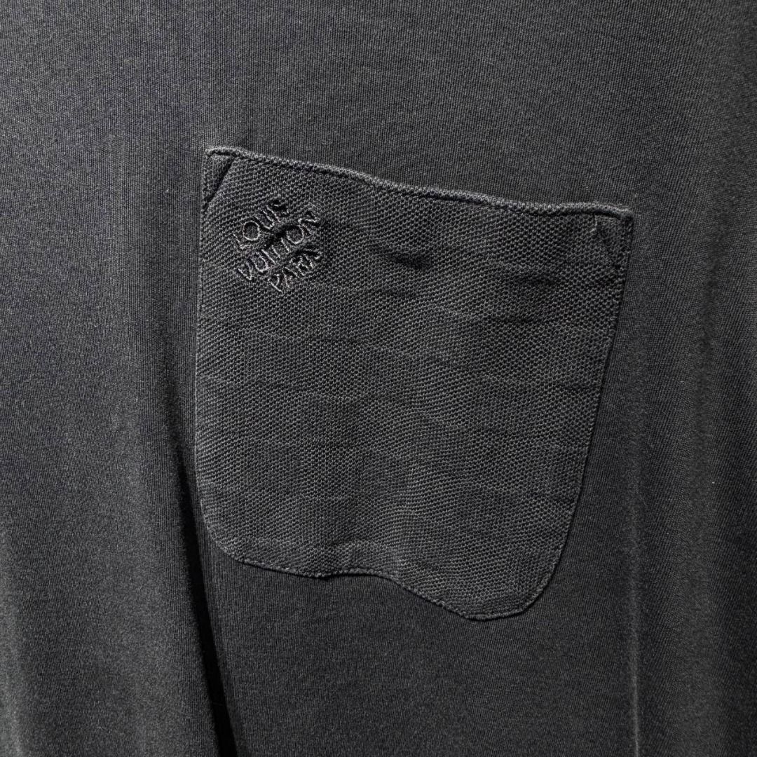 Louis Vuitton Damier Pocket tee (Category: Luxury Apparel) located in Quezon City. Submitted by johnpaulperezzz (Listing ID 1452571883, Image 2). Description: NAME: Louis Vuitton Damier Pocket tee COLOR: Black SIZE: 4L FIT: Large Dimension: Width: 23 Length: 31 Shoulder: 19 Sleeves: 11 Hem: 23 CONDITION: 8.5/10 ISSUE: -light stain at the lower back of the tee PRICE: 10k .