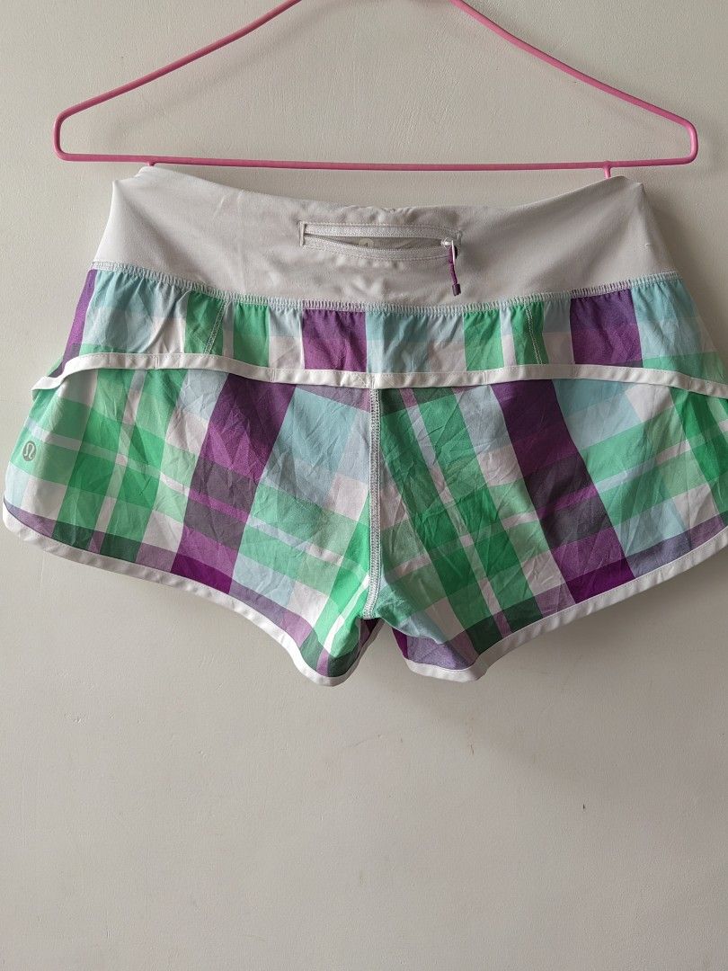 Lululemon Speed Up Short (4/S) (Category: Activewear) located in Baguio. Submitted by kacijom (Listing ID 1452643020, Image 1). Description: 🍋 ₱400 ($54 SRP / ₱3.2k)•Lululemon Speed Short Foxy Plaid - Potion Purple/Savage Green •Size 4/S •Condition 9/10 (Very-Good Used Condition).