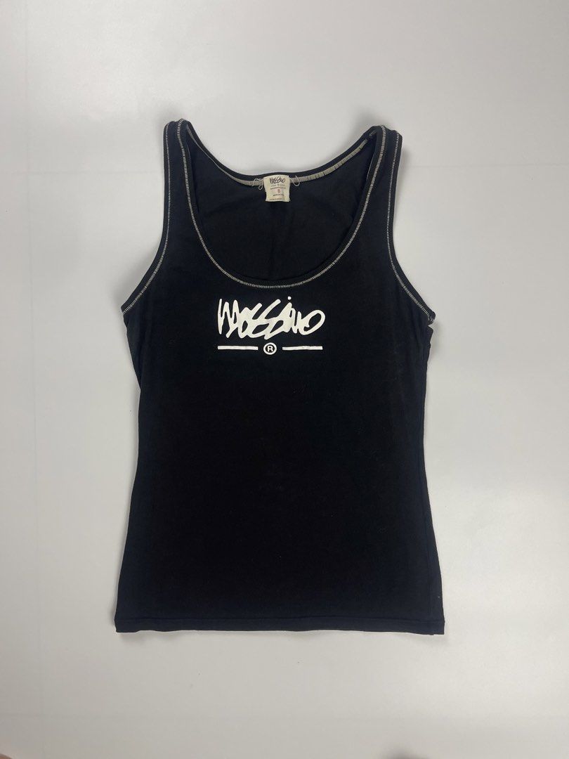 Mossimo Graphic Contrast Stitch Tank Top (Black/White), Women's Fashion ...