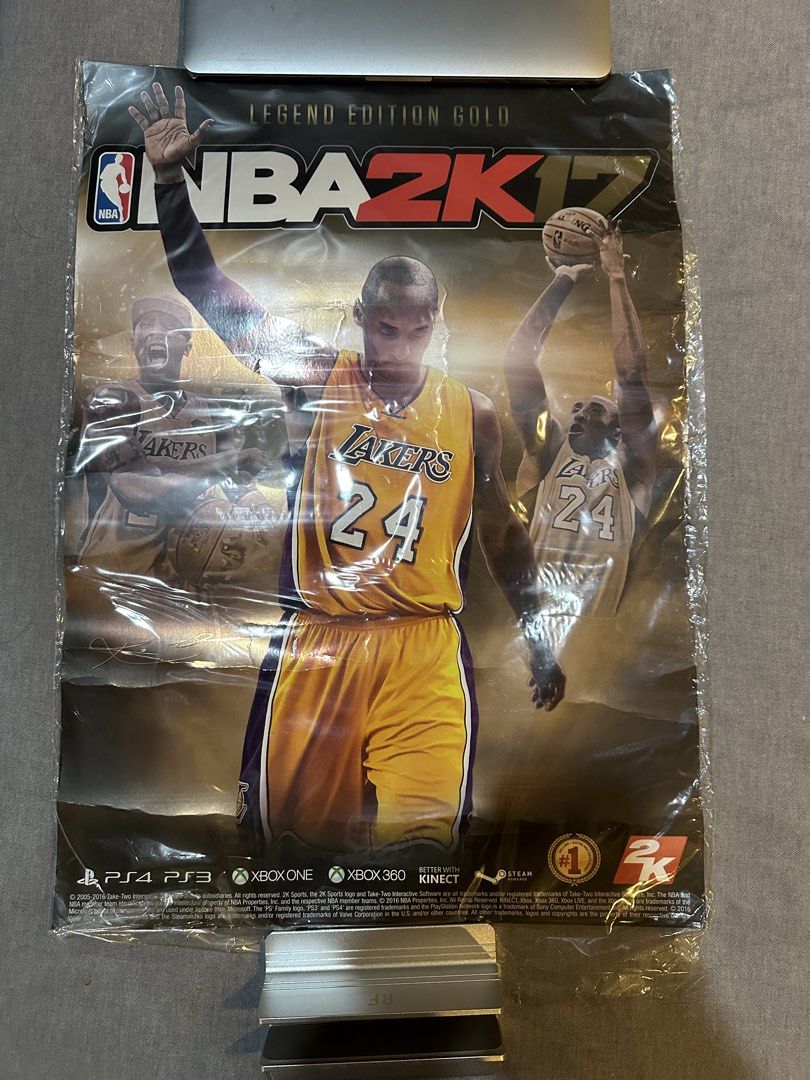 NBA 2K17 Legend Edition Gold Poster | Moderate creasing (Category: PlayStation) located in Muntinlupa City. Submitted by androg.shop (Listing ID 1452628248, Image 1). Description: Moderate Creasing due to being rolled up since release. Price based on lower than ebay price due to creasing MOP: gcash.