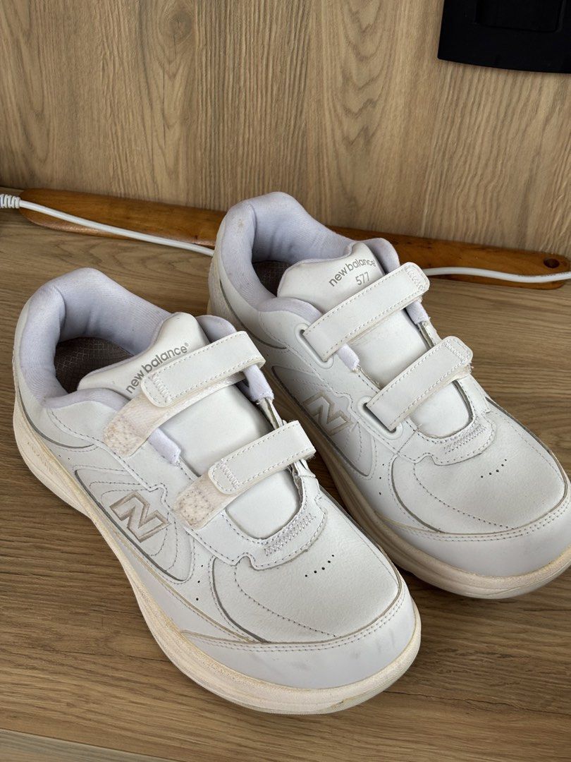 New Balance 577 White Velcro Sneakers (Category: Sneakers) located in Quezon City. Submitted by nikeeiii (Listing ID 1452572256, Image 1). Description: - White New Balance 577 sneakers - Easy velcro closure - Size: US W 8.5 / UK 6.5 / EU 40 / 25.5 CM Bought in the US and my mom only used a few times. RFS: No longer my mom’s style.