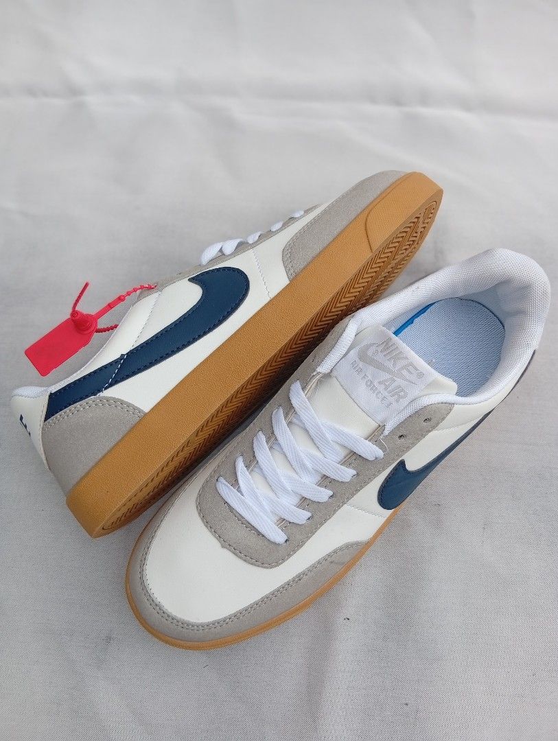Nike Killshot 2 Gum Sole White Blue Sneakers (Category: Sneakers) located in Manila. Submitted by swiftocean_d589ad (Listing ID 1452649738, Image 2). Description: - Classic Nike Killshot 2 sneakers - White leather with grey suede accents - Iconic blue swoosh - Durable gum sole - Comes with original red tag - Versatile for casual wear - Clean and stylish design.