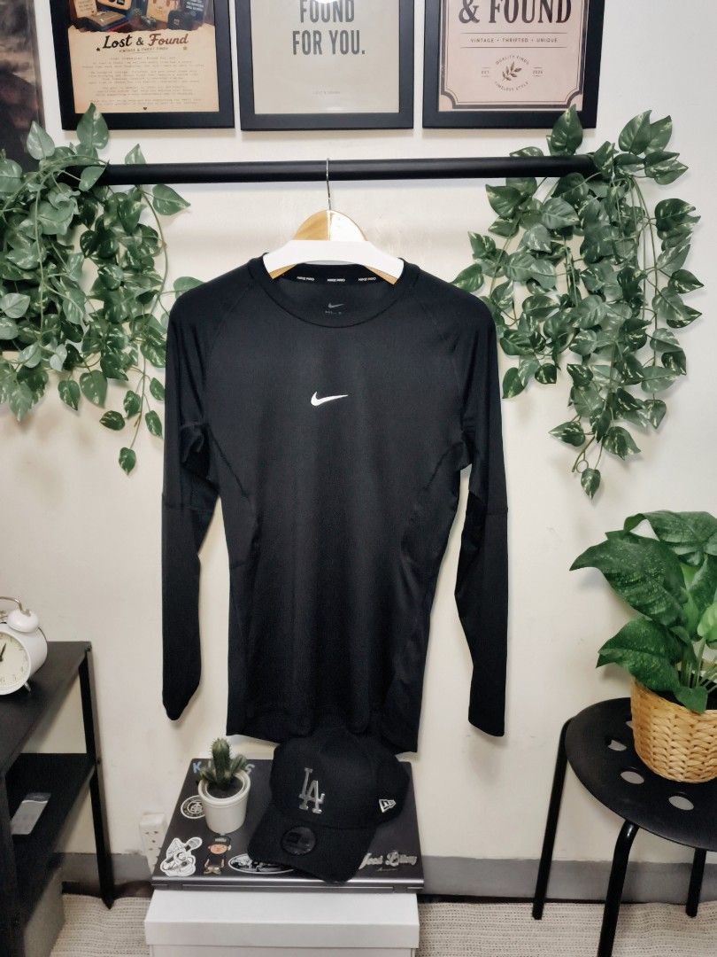 Nike Pro Black Long Sleeve Compression Shirt (Category: Activewear) located in Pasay City. Submitted by lostandfoundph (Listing ID 1452667549, Image 1). Description: Nike Pro Dri-FIT 🖤 ✨ Excellent condition 📏 Chest (Width): 18" 📏 Length: 27.2" 📏 Sleeve Length: 20" 🏀 Perfect for the gym, basketball, running, or any sport. ✨ One-of-one thrift find. ✅ 100% Authentic 📩 DM to claim. 📍 Pasay City 🚚 Nationwide shipping CLAIM OPTIONS 🤎 MINE — ₱1