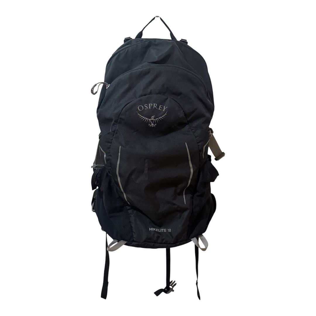 Osprey Hikelite 18 Backpack Black (Category: Backpacks) located in Manila. Submitted by pricendimes_23 (Listing ID 1452542225, Image 1). Description: - Osprey Hikelite 18 backpack - Color: Black - Hydration sleeve compartment - Mesh back panel for ventilation - Adjustable straps and chest strap - Side pockets for water bottles - Ideal for day hikes or travel with issue (see last 2 photos).