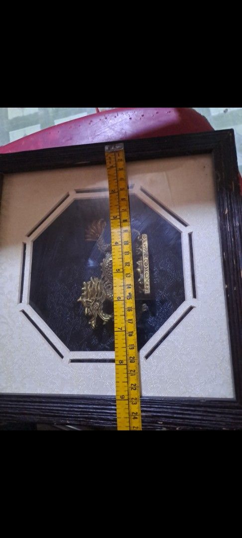 Pair of Framed Dragon Wall Art (Category: Wall Decor) located in Davao. Submitted by bravemoon_556cd5 (Listing ID 1452590150, Image 3). Description: - Set of 2 framed dragon wall art - Features golden dragons on dark background - Dark wood frames - Light cream outer matting - Approx. 25cm x 25cm each - Perfect for adding oriental charm to your space.