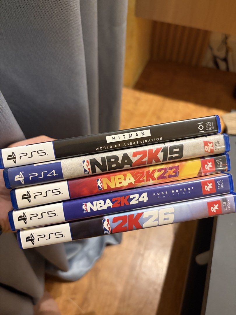 PS5 Games (Category: PlayStation) located in Manila. Submitted by ninetees.thrift (Listing ID 1452644632, Image 1). Description: NBA 2k26 - 1,199 NBA 2k19 - 599 NBA 2k23 - 599 NBA 2k24 - 599 Hitman WOA - 1,399.