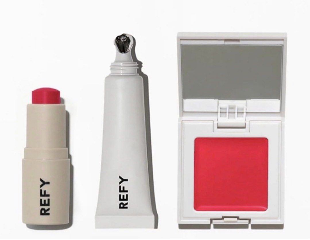Refy Summer Collection Guava Set (Category: Makeup) located in Pasig City. Submitted by holllyyyy (Listing ID 1452649112, Image 1). Description: Used twice. SHADE: Guava (vibrant fuchsia pink) Sold as set: Lip Gloss Cream Blush Lip Blush RFS: Decluttering.