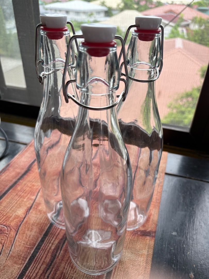 Rush For Sale 3pcs Water Bottle 750ml (Category: Water Bottles & Tumblers) located in Pasig City. Submitted by lbckdavid (Listing ID 1452512976, Image 2). Description: Flip Top Glass Water Bottle 750ml RFS- extra items from move out Negotiable Payment upon pick up buyer will arrange and pay the sf Oranbo Pasig area .