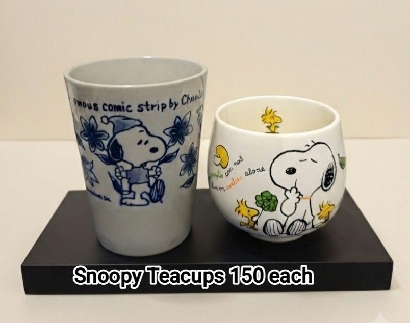 Snoopy Ceramics Teacup (Category: Coffee & Tea Tableware) located in Binan City. Submitted by mayjhe (Listing ID 1452636183, Image 1). Description: 💛 For Sale 💛 🌸 Snoopy 🍀 Ceramics Teacup 📍 Condition: Good 💰 Price is ₱ 150.00 each 👉 Other details posted 🇵🇭 Location Biñan Laguna 🛵 Courier J& T and Lalamove 📋 Shipping by schedule 📍 NO COD & COP 📌 All items are carefully packed and labeled with Fragile stickers for breakable goods. Howe