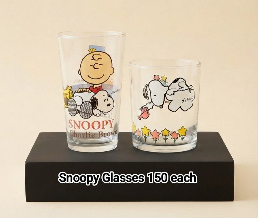 Snoopy Glasses (Category: Other Kitchenware & Tableware) located in Binan City. Submitted by mayjhe (Listing ID 1452635772, Image 1). Description: 💛 For Sale 💛 🌸 Snoopy 🍀 Glasses 📍 Condition: Good 💰 Price is ₱ 150.00 each 👉 Other details posted 🇵🇭 Location Biñan Laguna 🛵 Courier J& T and Lalamove 📋 Shipping by schedule 📍 NO COD & COP 📌 All items are carefully packed and labeled with Fragile stickers for breakable goods. However, once