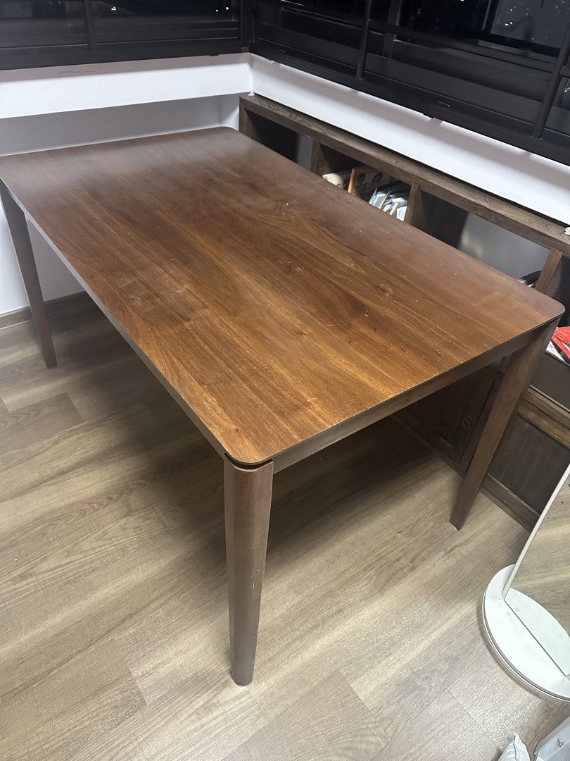Solid Wooden Dining Table/Utility Table (Category: Tables & Sets) located in Singapore. Submitted by lukel6 (Listing ID 1452644341, Image 1). Description: Solid wooden dining table Dimension: L 135cm x B 80cm x H 75cm Self collect at Senja, Bukit Panjang.