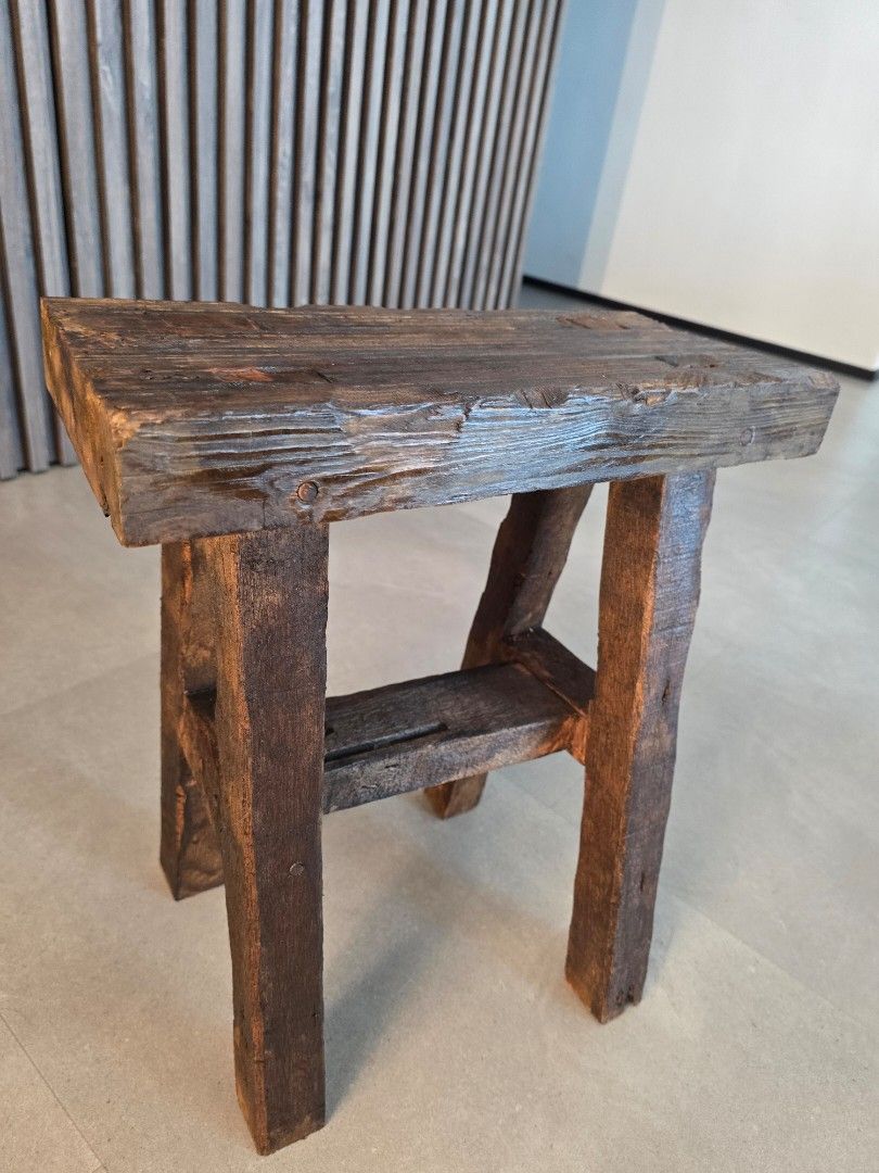 Stool Rustic Solid Wood (Category: Other Home Furniture) located in Singapore. Submitted by rampsoln (Listing ID 1452584937, Image 1). Description: China peasant courtyard stool. Rustic & artisanal piece. Solid wood artificially distressed. Functional & stable. No nails. 18cm by 38cm Height 46cm.