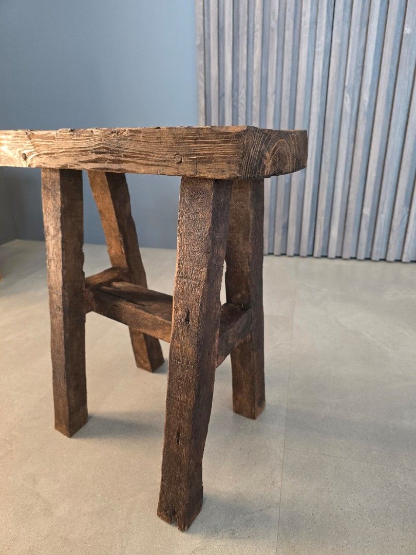 Stool Rustic Solid Wood (Category: Other Home Furniture) located in Singapore. Submitted by rampsoln (Listing ID 1452584937, Image 2). Description: China peasant courtyard stool. Rustic & artisanal piece. Solid wood artificially distressed. Functional & stable. No nails. 18cm by 38cm Height 46cm.