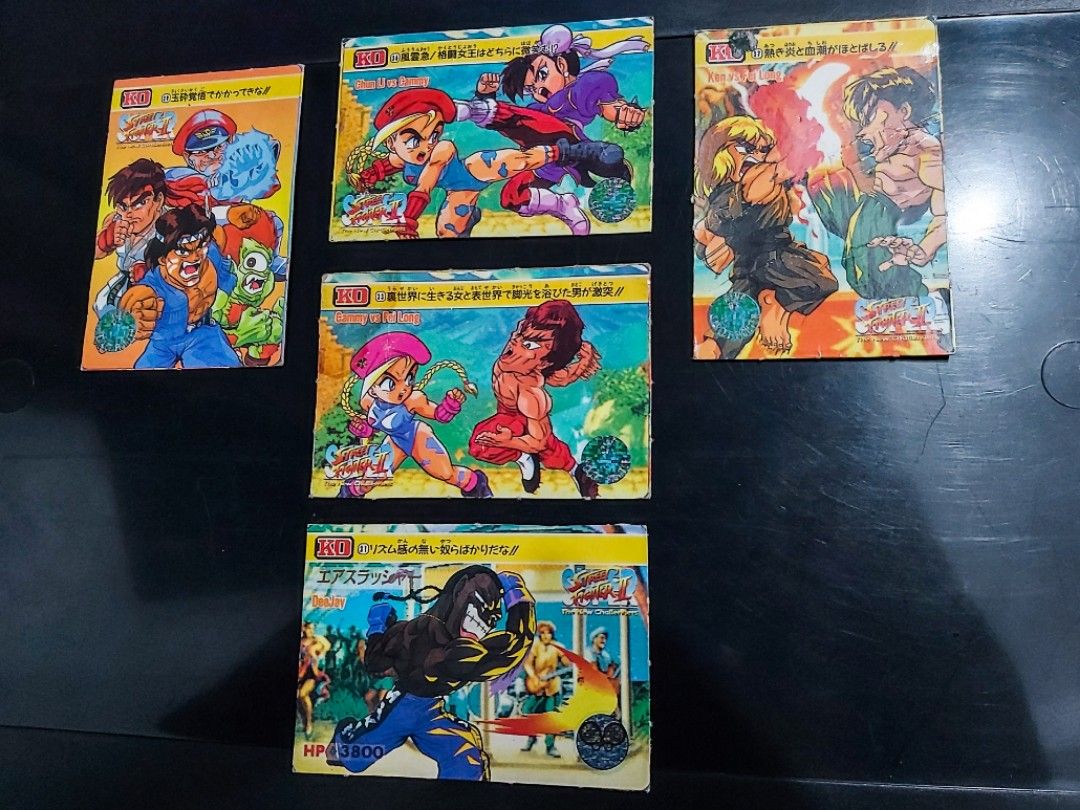 Street Fighter 90's Cards (Set 3) (Category: Raw Singles) located in Mandaluyong City. Submitted by fun_demonium (Listing ID 1400916389, Image 1). Description: About: - 5 Street Fighter 90's palengke Cards. - Rare and vintage - Regular size cards - With signs of usage - Sold as set. Payment: - Gcash / Maya Shipment: (shouldered by the buyer) - Lalamove / Gogoexpress / J&T.