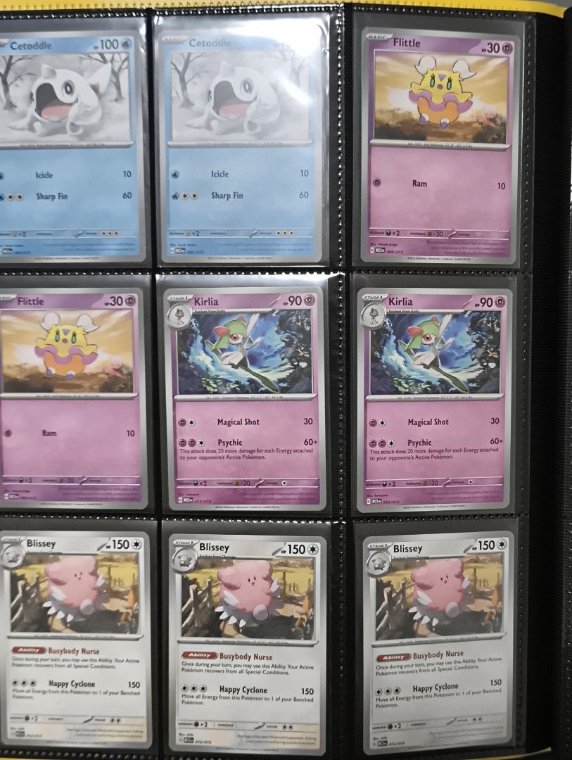 Pokemon Cards 2023 Mcdo McDonald's (Category: Raw Singles) located in Paranaque City. Submitted by jnllec (Listing ID 1452547521, Image 2). Description: - Pokemon Cards 2023 Mcdo McDonald's - 30 cards - Includes: Kilowattrel, Pawmi, Sandaconda, Cetoddle, Flittle, Kirlia, Blissey, Cyclizar, Tandemaus, QR cards: Pikachu - 80 pesos each; except pikachu QR card is 150 pesos - Take all price: 2,200 pesos.