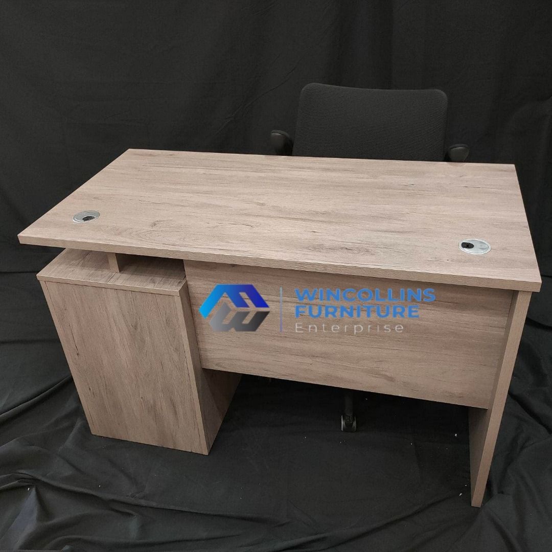 Teacher Table / Work Table / Computer Table (Category: Tables & Sets) located in Manila. Submitted by wincollinsmayannrc (Listing ID 1452523400, Image 3). Description: Melamine scratch proof Office table with two tone color side drawer/cabinet Color: Oak gray wood top and modesty Size: 120cmLx60cmDx76H.