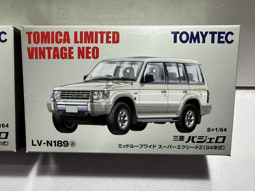 Tlvn Mitsubishi Pajero (Category: Vehicle & Diecast Models) located in Las Pinas. Submitted by tophiers (Listing ID 1452590704, Image 2). Description: For Sale: Tomica Limited Vintage Neo TLVN Mitsubishi Pajero - Brand new in original packaging NO SWAPS :) Price As Follows: Tlvn LV-N189a (White Grey) 2,000 Tlvn LV-N189b (Blue Grey) 2,000 Price Fixed ( no lowballers pls) Sorry, i dont do swaps 📍 Las Pinas MOD: Buyer Books for Courier Meet-Ups: Su