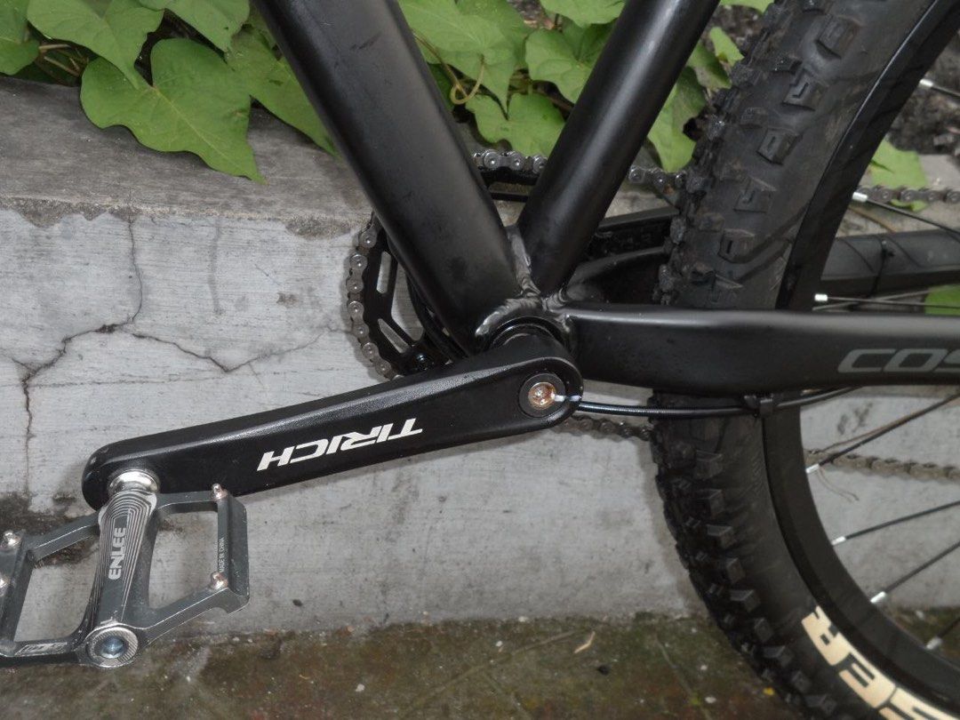 TRICH Mountain Bike 27.5 - Black (Category: Bicycles) located in Manila. Submitted by qothcides (Listing ID 1452655229, Image 2). Description: - Selling my bf’s Tirich Cosmo 27.5 mountain bike, purchased brand new in February. Lightly used with minor cosmetic scratches and slight surface rust on some parts. No effect on performance and rides smoothly. PRICE: ₱11,500 (Negotiable, total spent w upgrades and accessories is 15.8k) Included upgrades: 