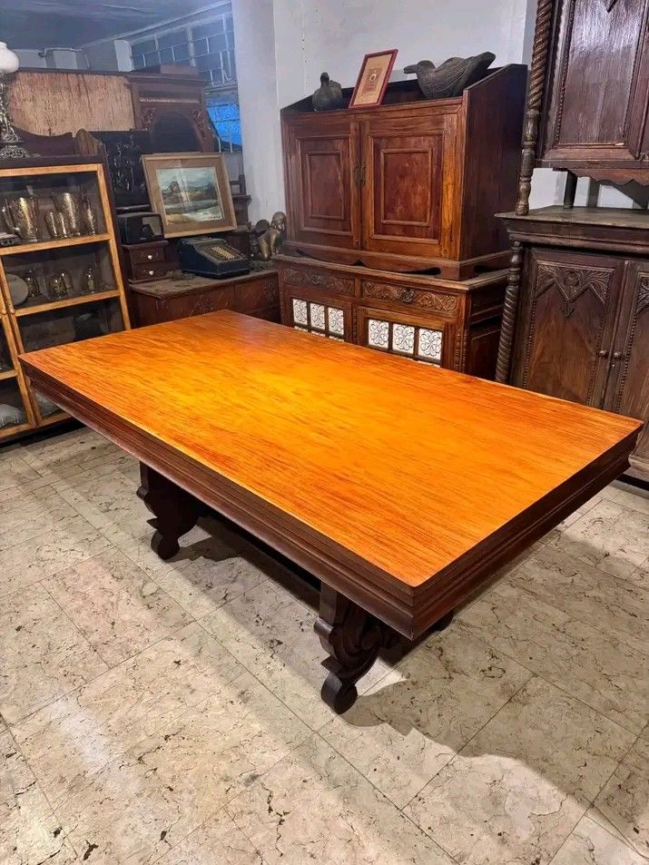 Vintage Dining table 1Piece top narra (Category: Tables & Sets) located in Manila. Submitted by carmelites36250 (Listing ID 1452566531, Image 2). Description: #forsale #narrafurniture #furniturestore Dining table Vintage ❤ Vintage 8 Seater 1pc top Narra Dining Table #16 Length: 72 inches (6ft) Height: 31 inches Width: 36 inches Pick up @shop/ Delivery 🚚🚚🚚 Pm me ☎☎☎☎.
