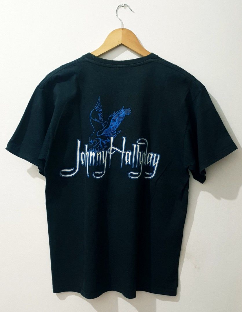 Vintage Johnny Hallyday (Rap Tee style) (Category: Tshirts & Polo Shirts ) located in Taguig. Submitted by thriftedminds (Listing ID 1452648953, Image 2). Description: Item: Johnny Hallyday (Rap Tee style)🔥 Size: Euro Tag 100% Cotton Width: 20 Length: 27.5 Condition: Excellent Issue: Uneven fade, Hairline DM to purchase 📩.
