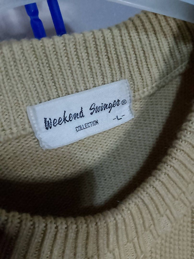 Vintage Weekend Swinger 3D Knitted Sweater (Category: Coats, Jackets and Outerwear) located in Binan City. Submitted by incnt (Listing ID 1452687888, Image 2). Description: 500 Pesos only add shipping fee Vintage Weekend Swinger 3D Knitted Sweater Size Large 21" Width armpit to armpit 26" Length Shoulder to Hem Very good condition No issues Need wash only "All brand names, logos, and images are registered trademarks of their respective owners. No