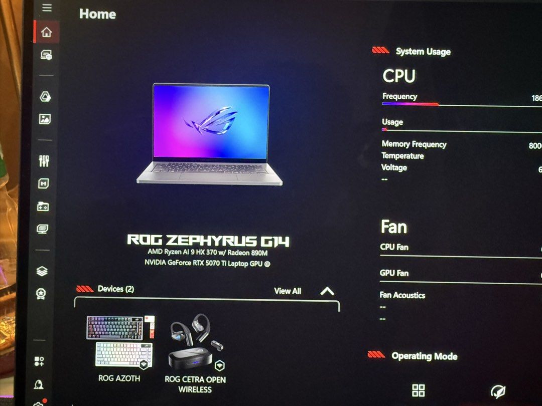 Zephyrus G14 64gb ram rtx5070ti (Category: Laptops & Notebooks) located in Makati City. Submitted by mcdomnald (Listing ID 1452525777, Image 3). Description: Very rare spec from Singapore 2025 Asus Zephyrus G14 (2025g) Ryzen Al 9 HX 370 RTX 5070TI 64GB RAM 8000MHZ (fastest) 1TB storage With orig small box, big and small charger adapters For enthusiasts. Not rush. Meet up Mckinley / BGC Taguig Rfs : too powerful for what i need. Take note 64GB ram