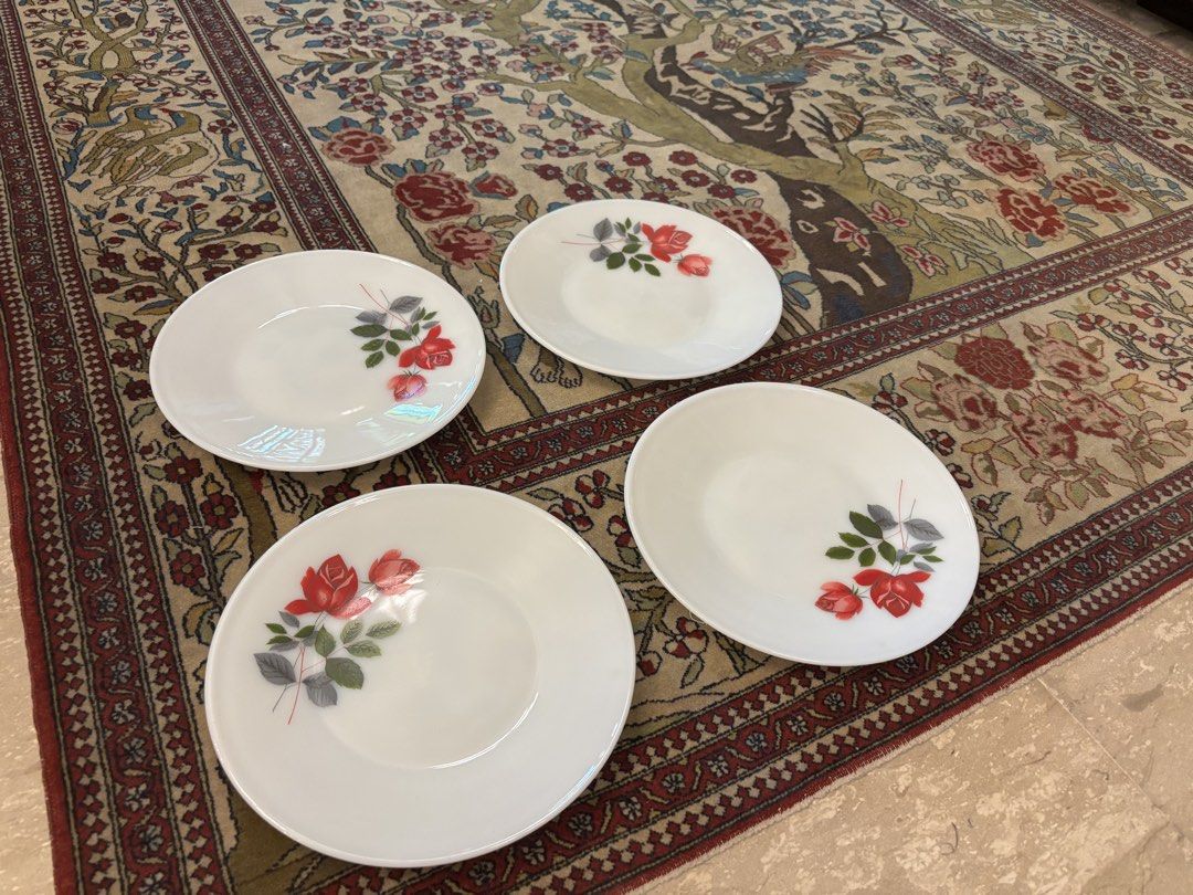 4 Vintage June Rose Dinner Plates