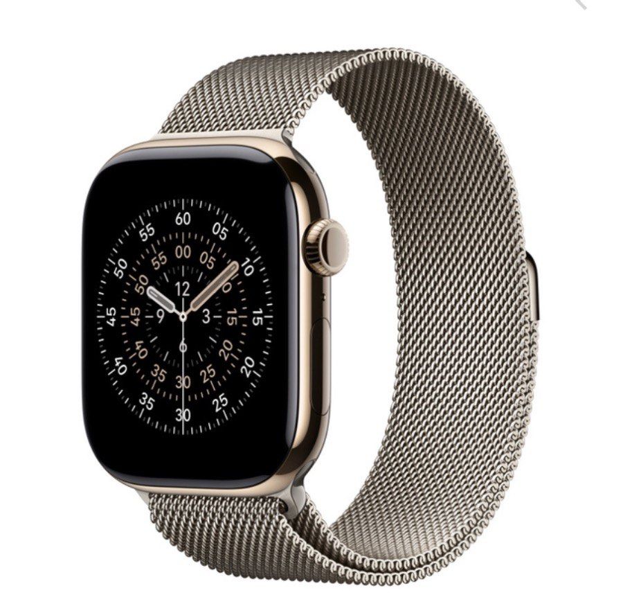 Apple Watch Series 11 GPS + Cellular Gold Milanese Loop （分類：智能穿戴裝置及智能手錶）位於 Hong Kong。 由 trusteddude 提交（商品編號 1447443469，圖片 1）。簡介： Apple Watch Series 11. GPS and cellular model. 46mm gold casing with a Milanese loop band. Purchased from Apple apm Hong Kong. Original price HK$6,599.00. Selling as is.。